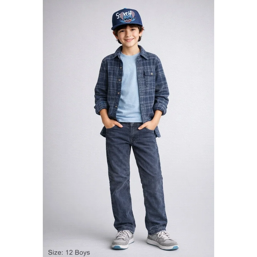 DISNEY Stitch Snapback Hat Blue Embroidered Adjustable Cap‎ One Size